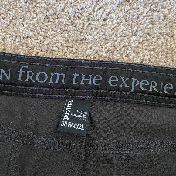 PRANA Zion Stretch Pants Nylon Outdoor Roll up Belted Dark Grey Size 38X32 - Picture 8 of 12